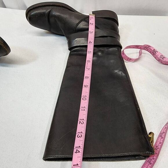 J. Crew Womens 6.5 Black Leathr Side Zipper Double Buckle Riding Boots - Picture 9 of 14